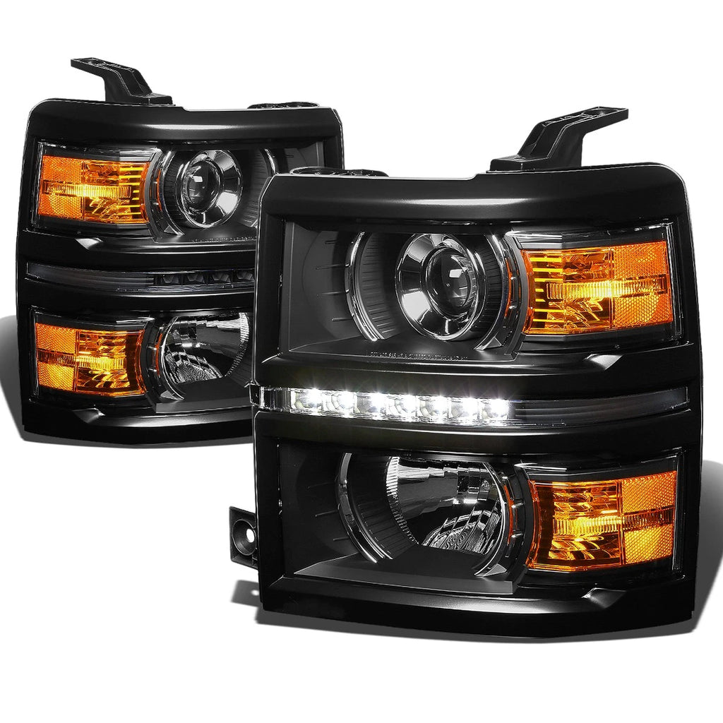 Black Projector Headlight & Smoked LED Fog Light Kit for GMC Silverado (2014–2023)