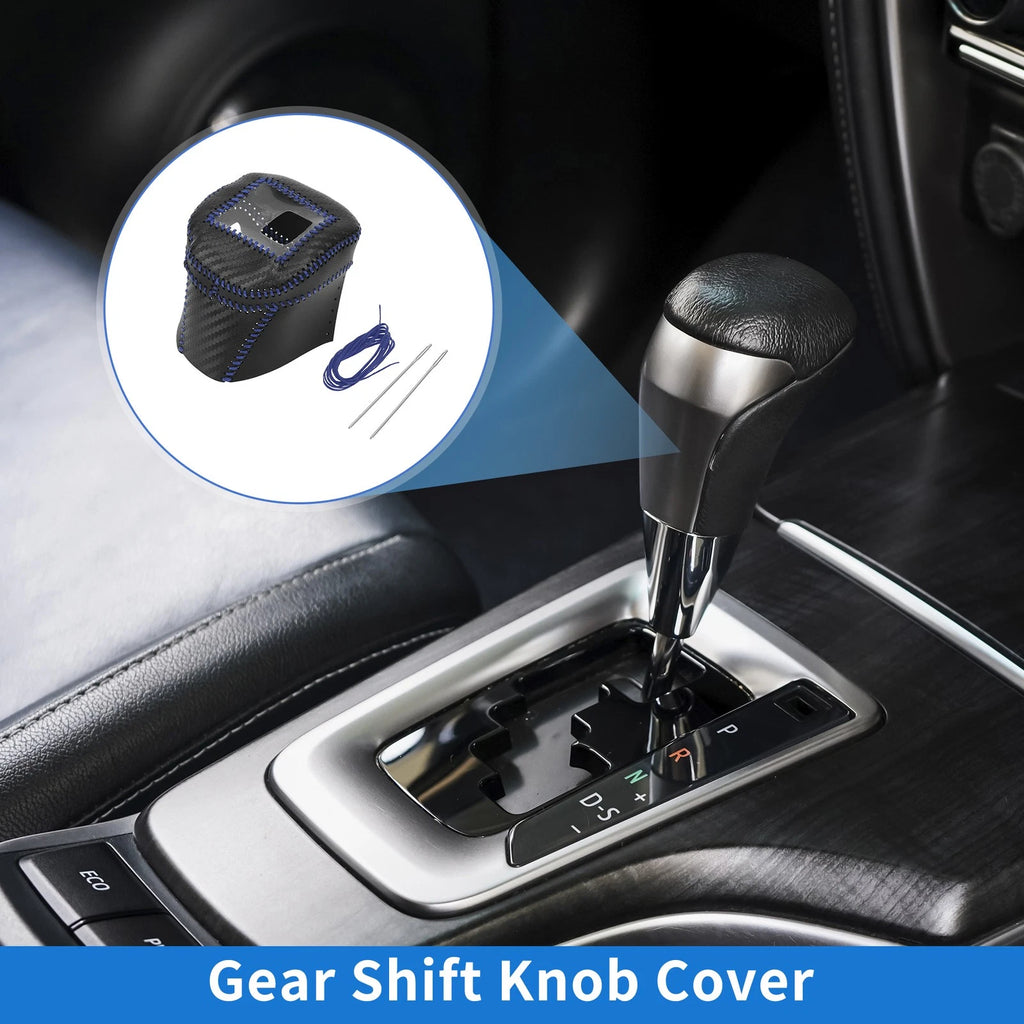 Gear Shift Knob Cover for Nissan Rogue (2021–2024) Black Carbon Fiber Blue