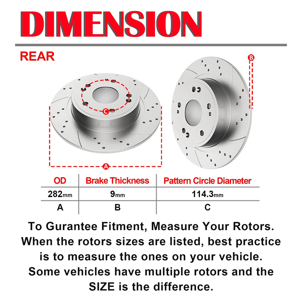 Drilled Brake Rotors and Pads Kit for Honda Accord (2008-2011)