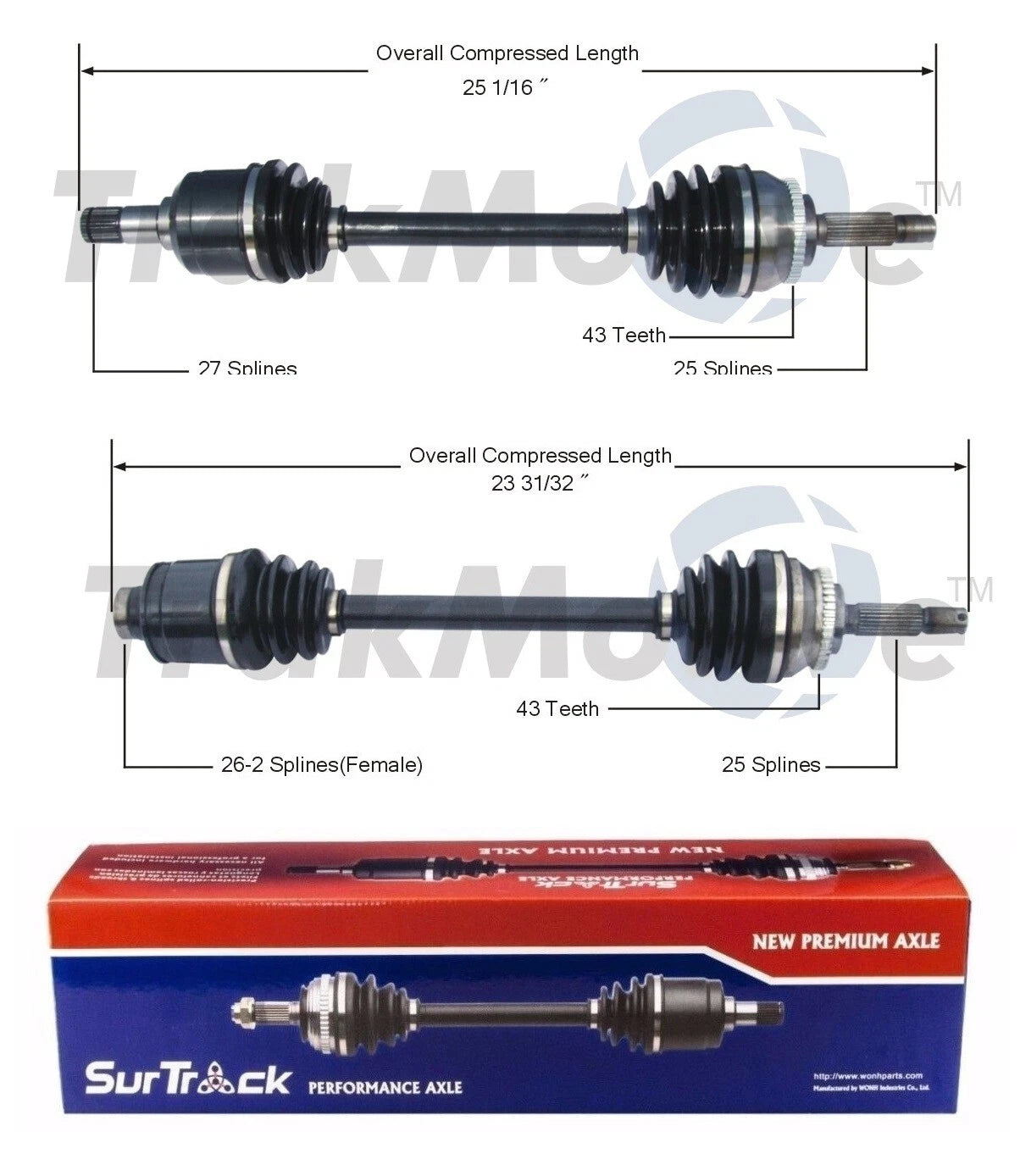 Set of 2 Front CV Axle Shafts for Mitsubishi Dodge Chrysler (FWD)
