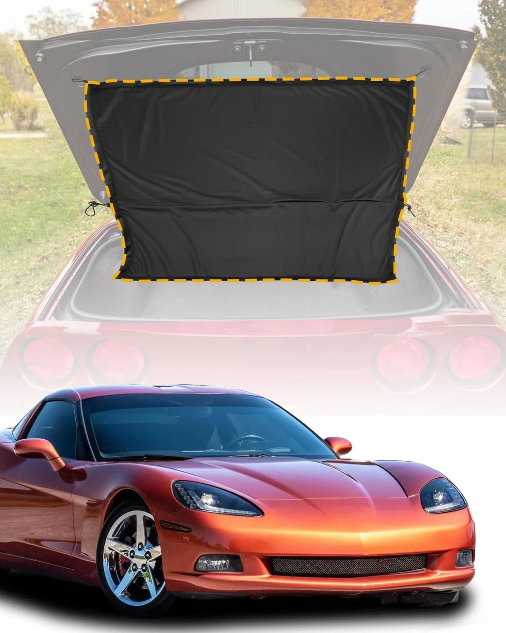 Folding Flannel Rear Cargo Window Sun Shade for Chevrolet Corvette C6 (2005–2013)