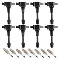 Set of 8 Ignition Coils & Spark Plugs for Nissan NV2500 NV3500 Titan (2012–2023)