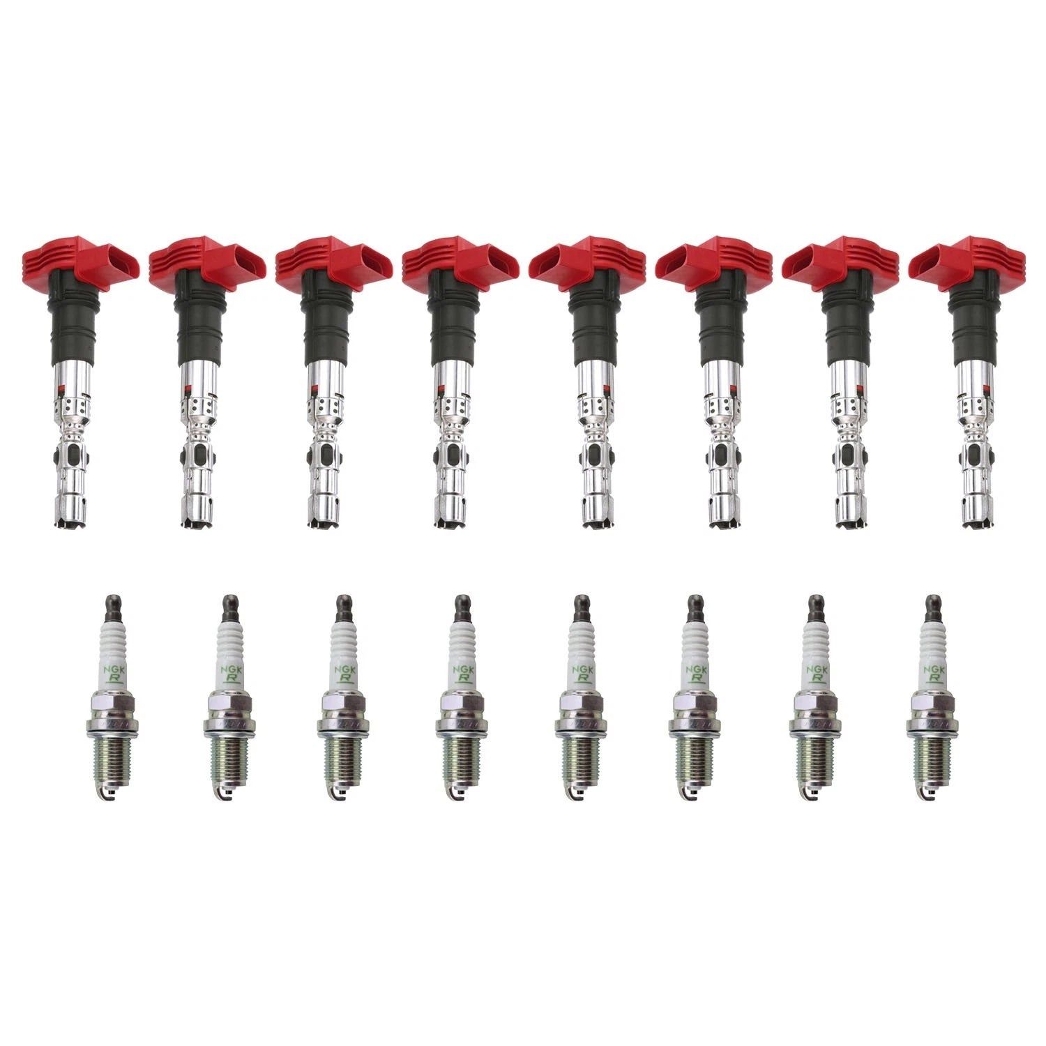 Set of 8 Ignition Coils & NGK V-Power Spark Plugs for Audi Volkswagen (4.2L)