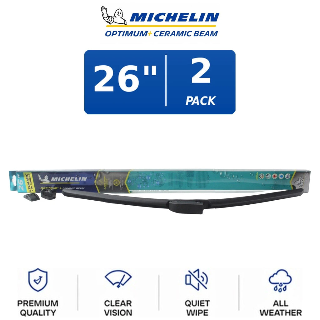 Set of 2 Michelin Optimum+ Ceramic Beam Wiper Blades 26" for