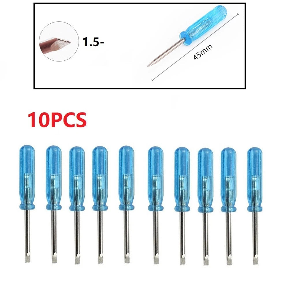 10PCS Screwdrivers Set with 45mm Plastic Rods and Stainless Steel Tips