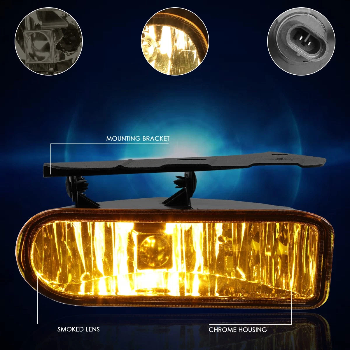 Smoked Lens Bumper Fog Lights with Switch & Harness for Cadillac Escalade (2002–2006)