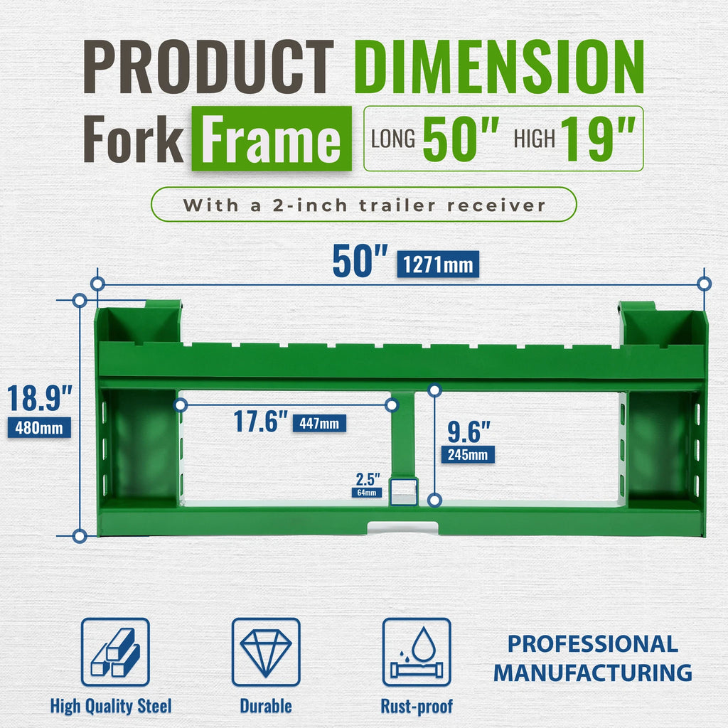 Pallet Fork Frame for John Deere Skid Steer Loader (4000lbs, Quick Tach)