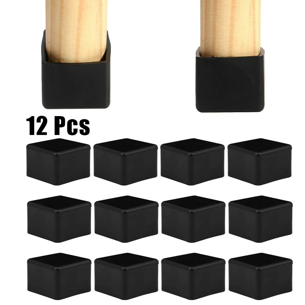 Chair Leg Cap Protector Pads for Furniture (Set of 4) - Black Non-slip PVC