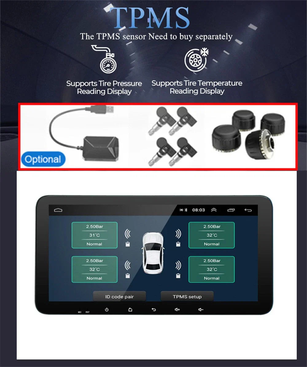 10.33" Android 14 Stereo Radio GPS Navigation for 2007-2011 Benz W204 S204
