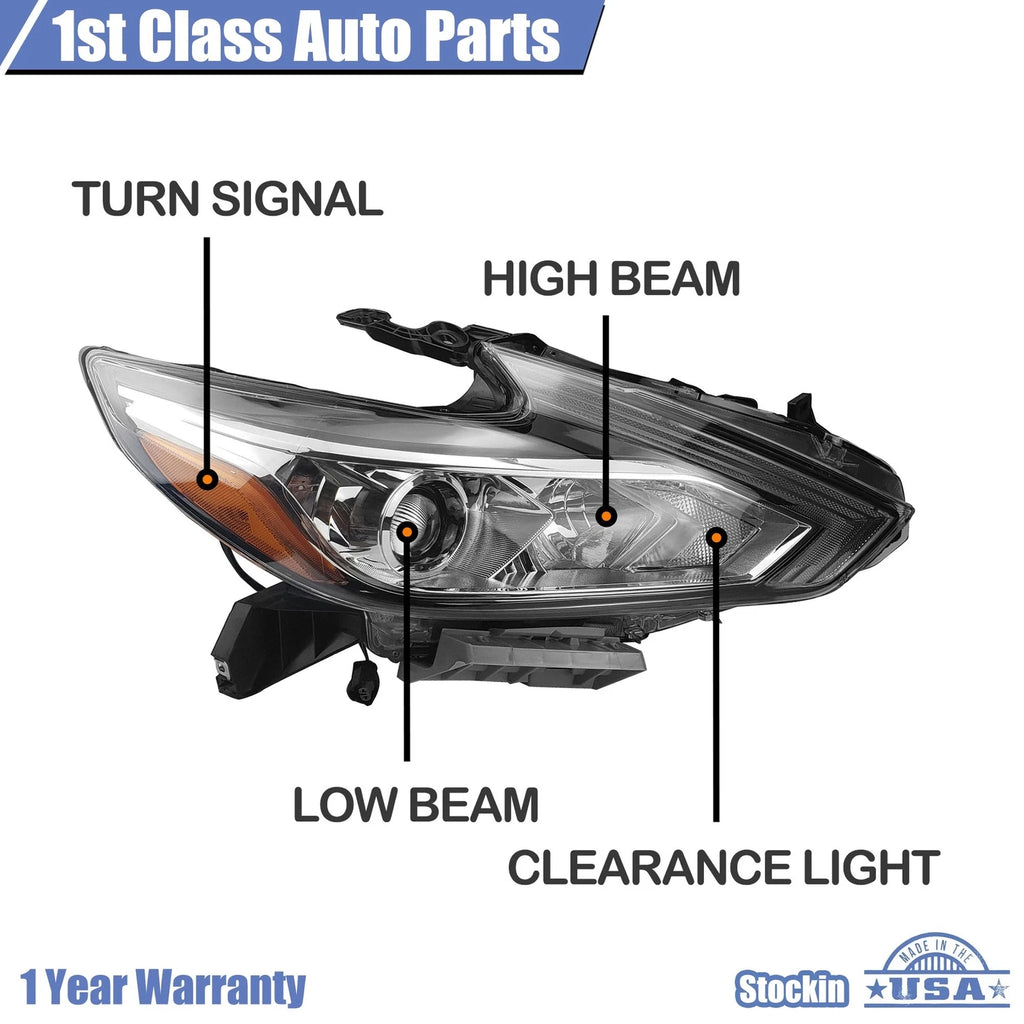 Halogen Headlight for Nissan Altima (2016-2018) Right Passenger Side