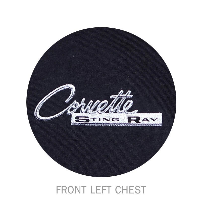 Chevy C-2 Corvette Stingray American Flag Black T-Shirt