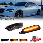 Smoked Sequential Amber LED Side Mirror Signal Lights for Chrysler 300 (2011–2023)