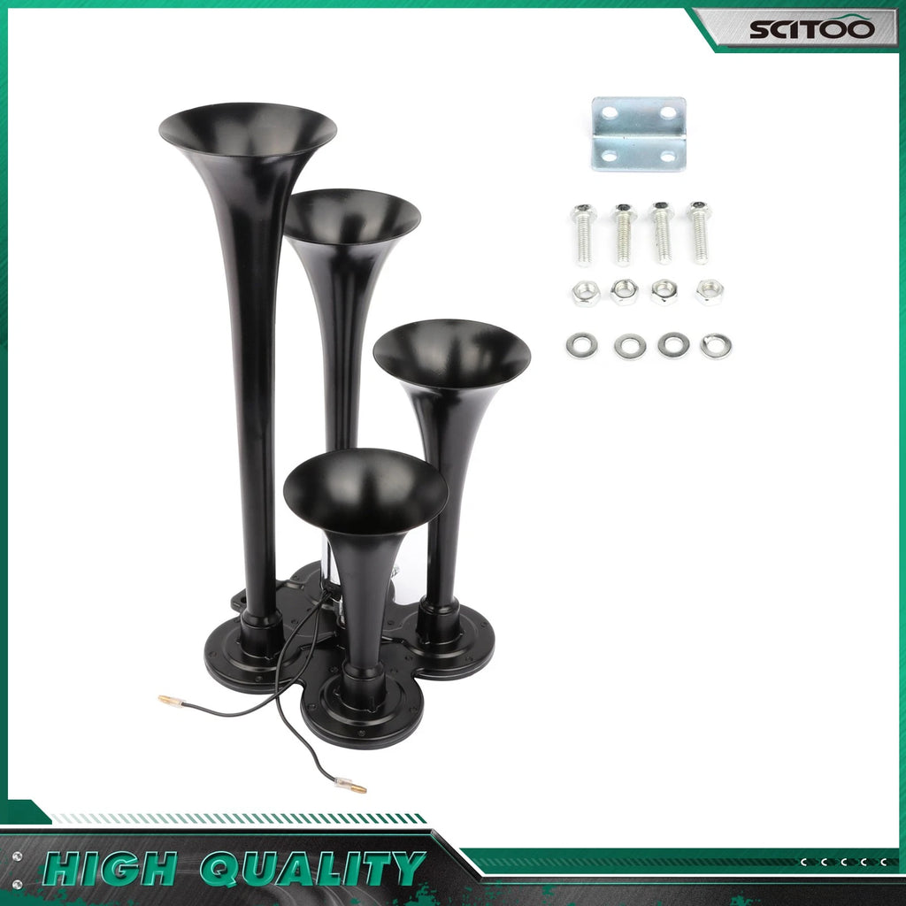 4 Trumpet Train Air Horn Kit for Ford Chevy Ram Toyota (185db)