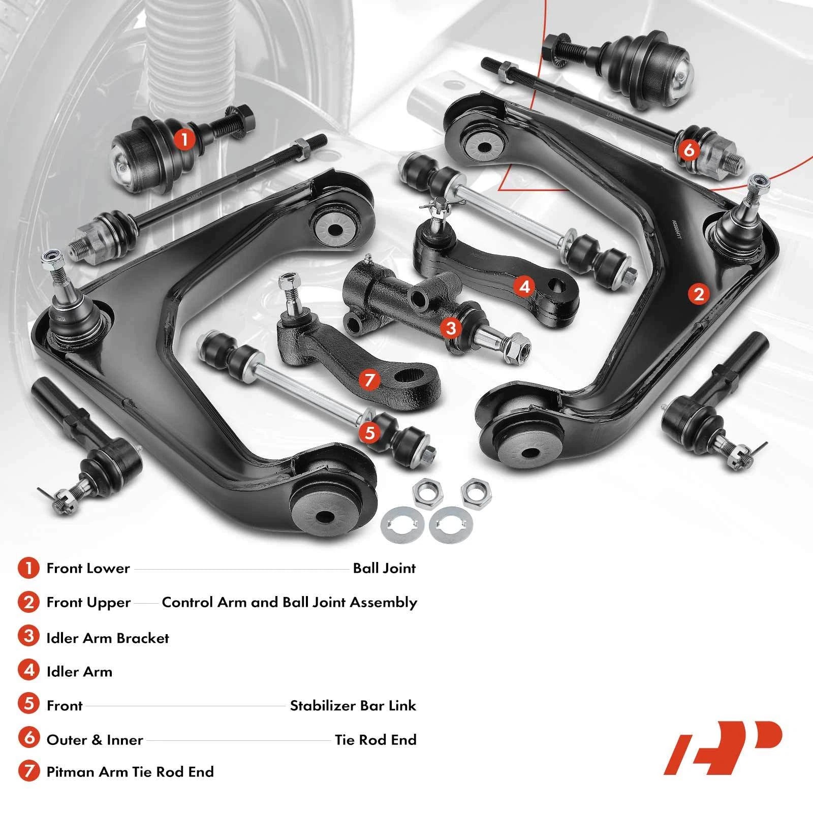 15x Front Control Arm & Hub Bearing Kit for Chevrolet Silverado (2007–2019)