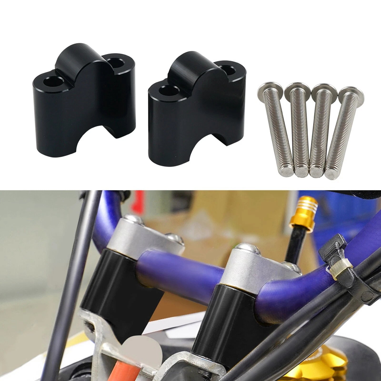 Handlebar Riser Mounting Clamps for Yamaha Raptor 700R YFM700 (2013–2026) Black