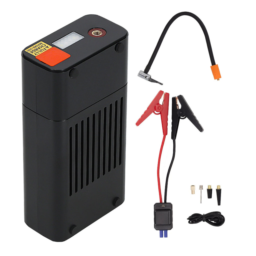 12V Portable Battery Booster Power Bank Tire Inflator with LED Lights