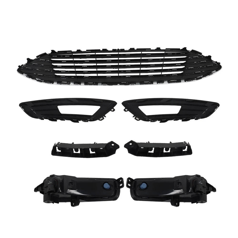 Front Bumper Cover with Grille for Ford Focus (2015-2018) Chrome Black