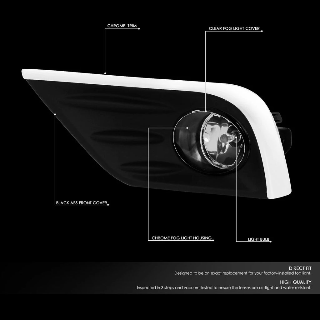 Fog Light Lamp Set for Nissan Altima (2016–2018) - Clear Lens, Chrome Trim, Switch