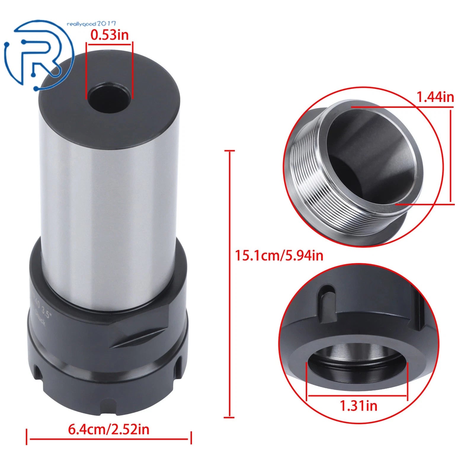 ER40 Collet Chuck Tool Holder for CNC Center (3.5" Gage Length, 2" Shank)