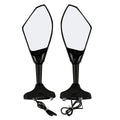 Black Rearview Side Mirrors with Blue LED Turn Signal for Honda Kawasaki Yamaha