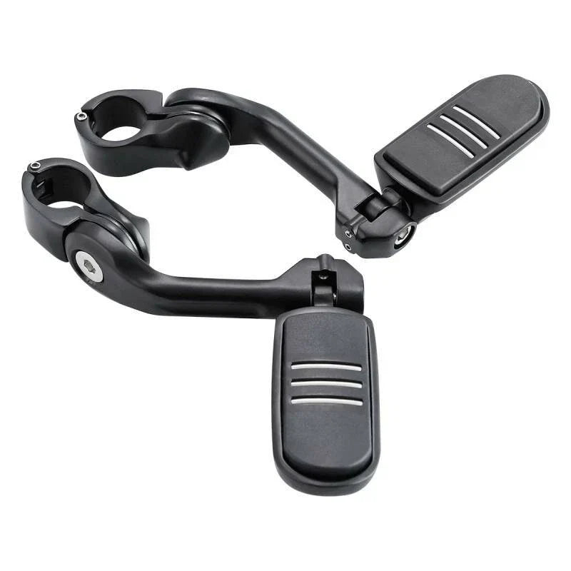 1 1/4" Long Angled Matte Black Highway Engine Guard Footpegs for Motorcycle