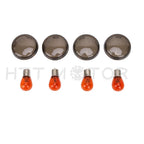Smoked Turn Signal Lenses with Amber Bulbs for Harley Davidson Softail Dyna (2000–Present)