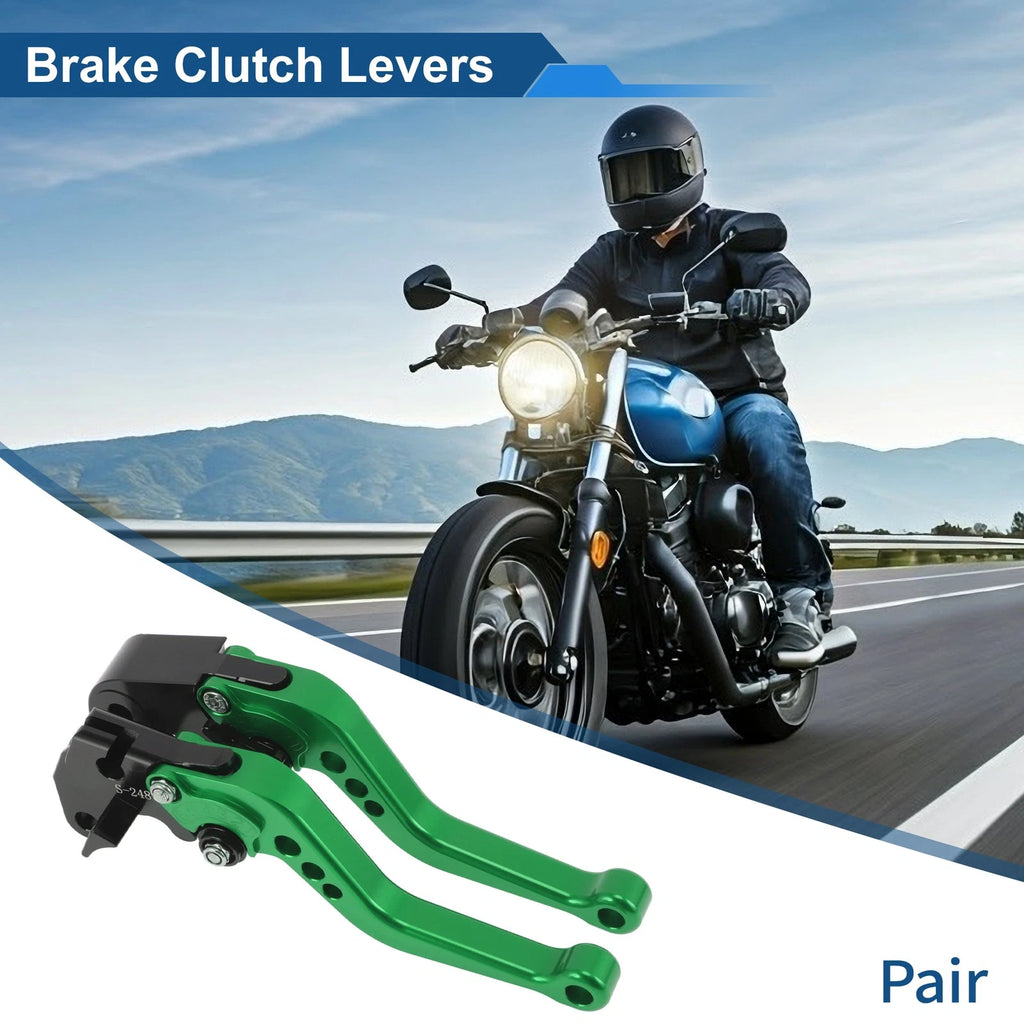 Adjustable Short Brake Clutch Levers for Suzuki GSXR750 (2004–2005) Green 1 Pair