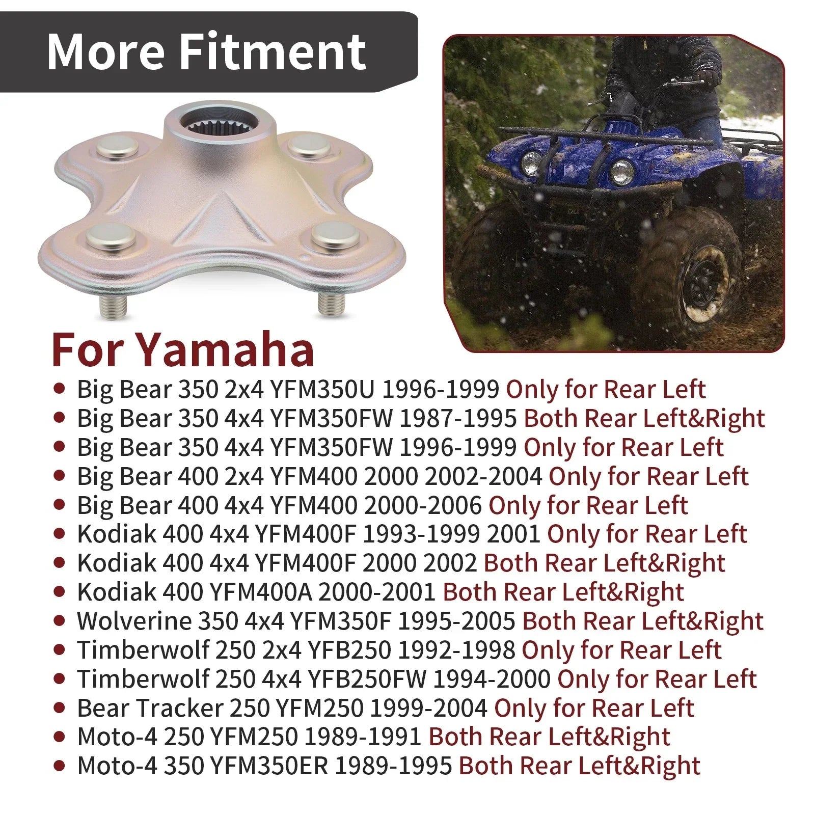 Rear Wheel Axle Hub 2x4 for Yamaha Timberwolf (1992–2000)