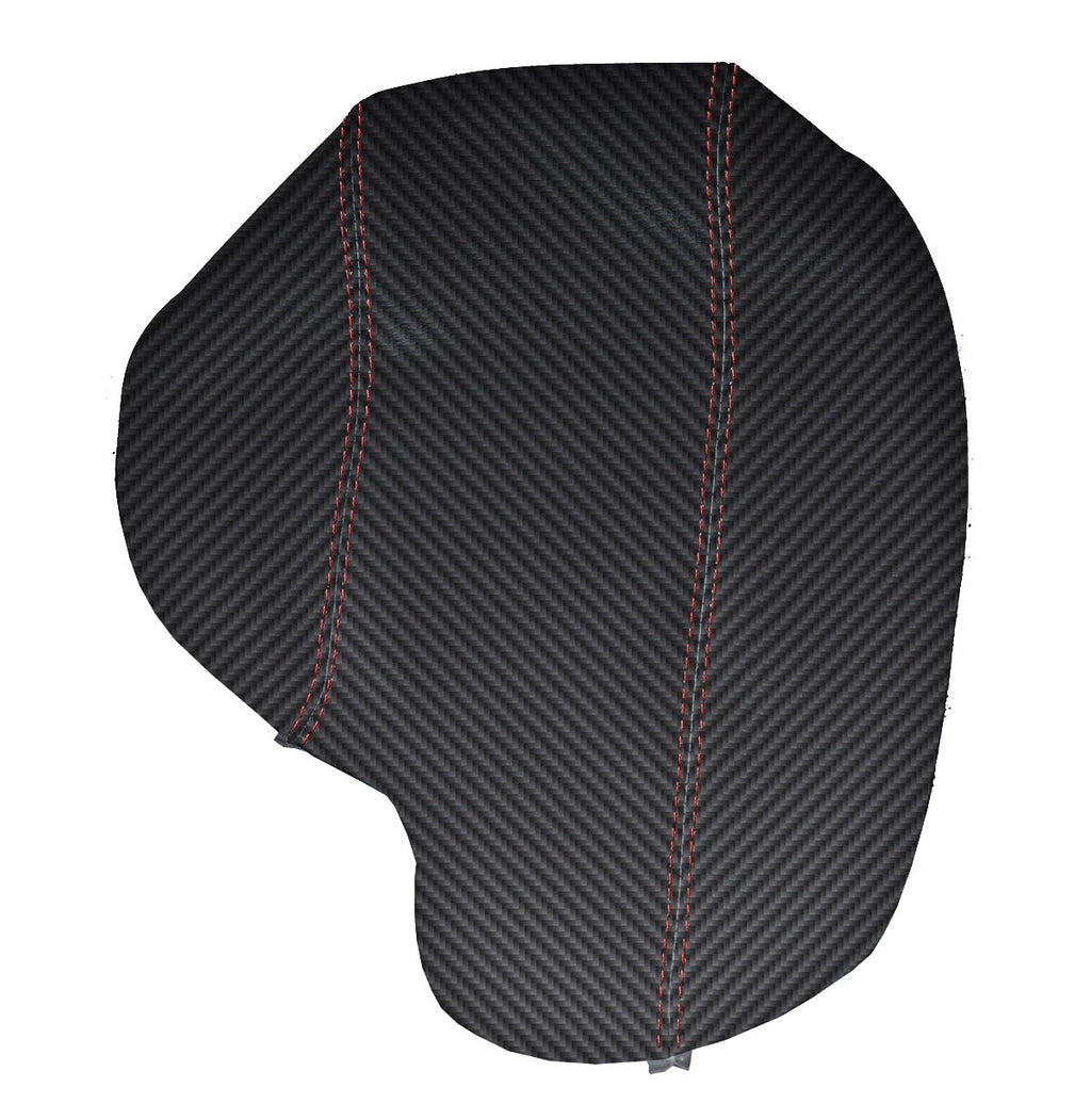 Console Lid Armrest Cover for Subaru Impreza (2017–2020) Carbon Fiber Red Stitch