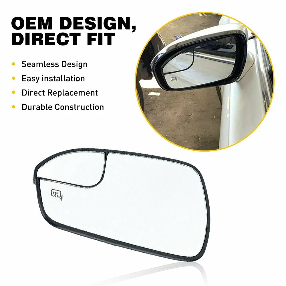 Left Driver Side View Power Mirror Glass for Ford Fusion (2013–2020)