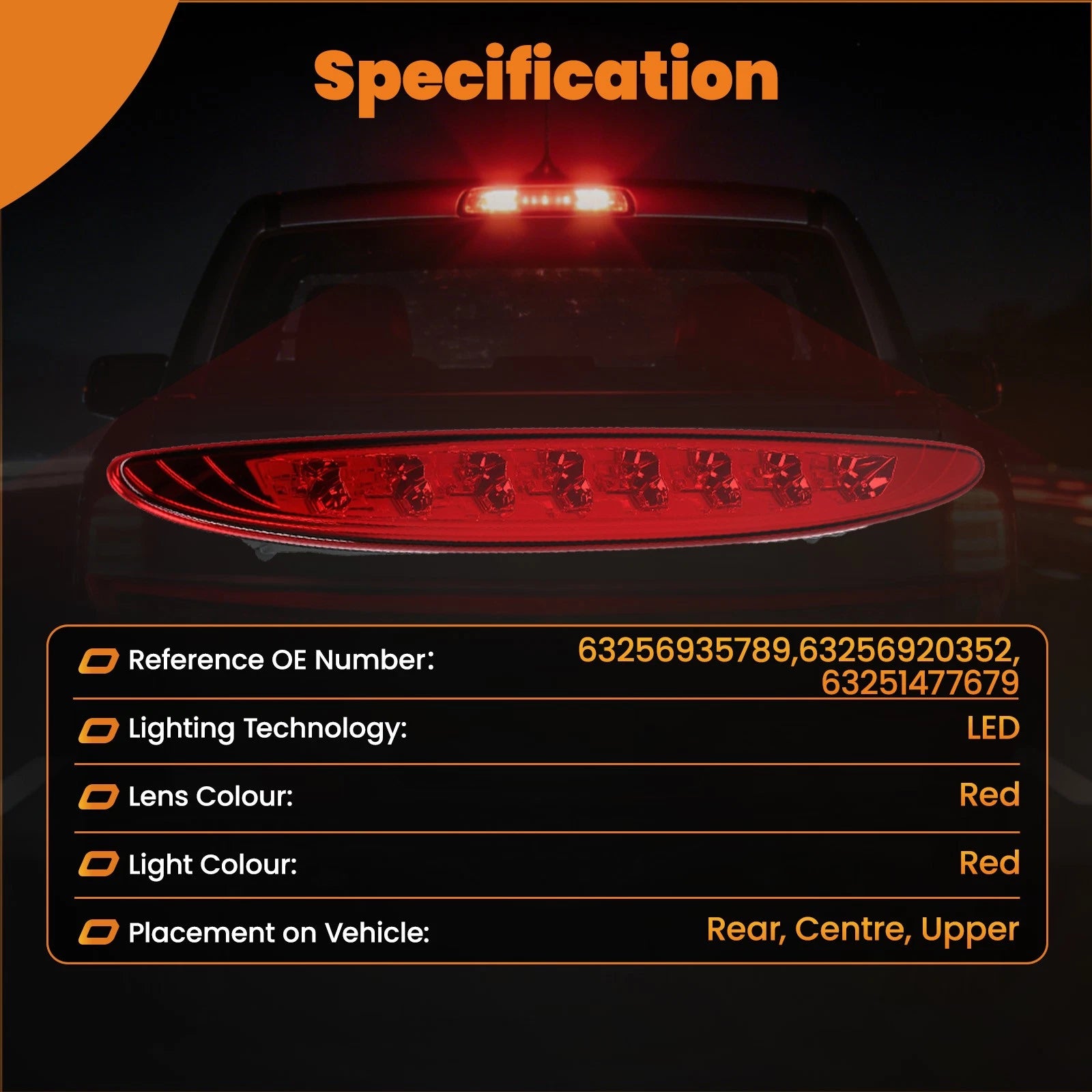 LED High Mount Third Brake Light for Mini Cooper R50 R53 (2001–2006)