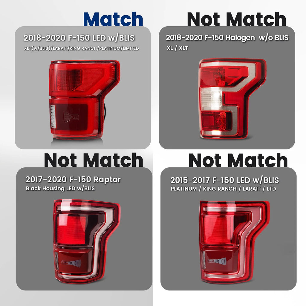 LED Tail Light Pair for Ford F-150 (2018–2020) W/ Blind Spot Brake Lamp