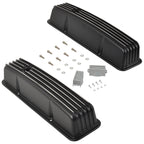 Valve Covers & 12" Oval Air Cleaner for SBC Chevy (1958–1986) Finned Tall Black