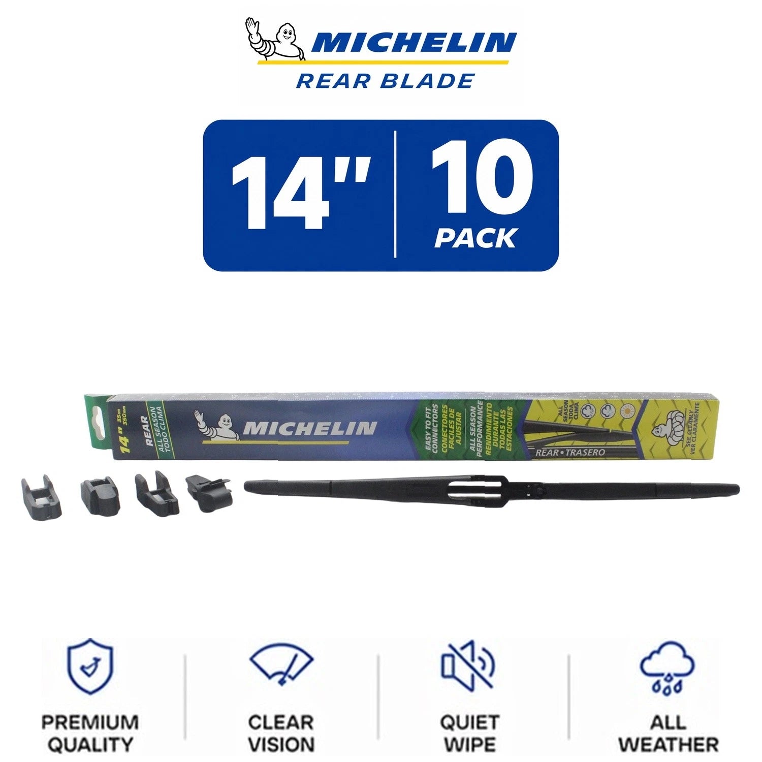 Set of 10 Michelin Rear Wiper Blades for Curved-Fit Vehicles (14")