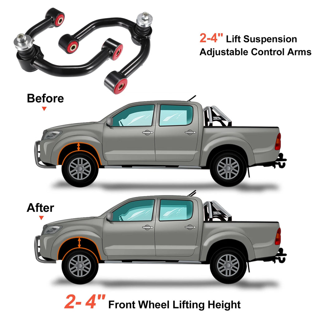 Pair of 2-4" Front Upper Control Arms for Toyota Tacoma (1996–2003) Black Red