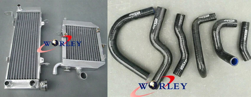 Aluminum Radiator & Red Silicone Hose Kit for Honda RVF400 NC35 NC30