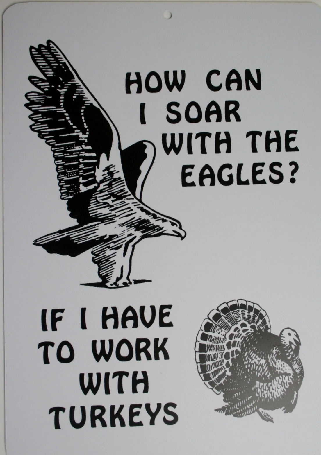 Funny Man Cave Sign - How Can I Soar with Eagles? If I Have to Work Turkey