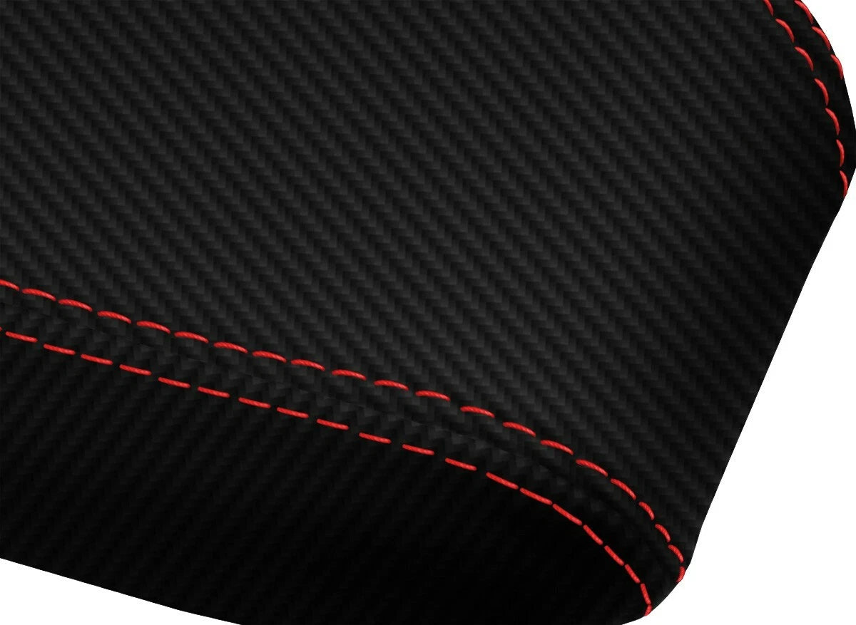 Carbon Fiber Console Lid Armrest Cover for Nissan Altima (2005–2006) Red Stitch