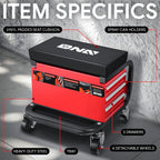3-Drawer Roller Seat Stool with Tool Tray for Garage Mechanics