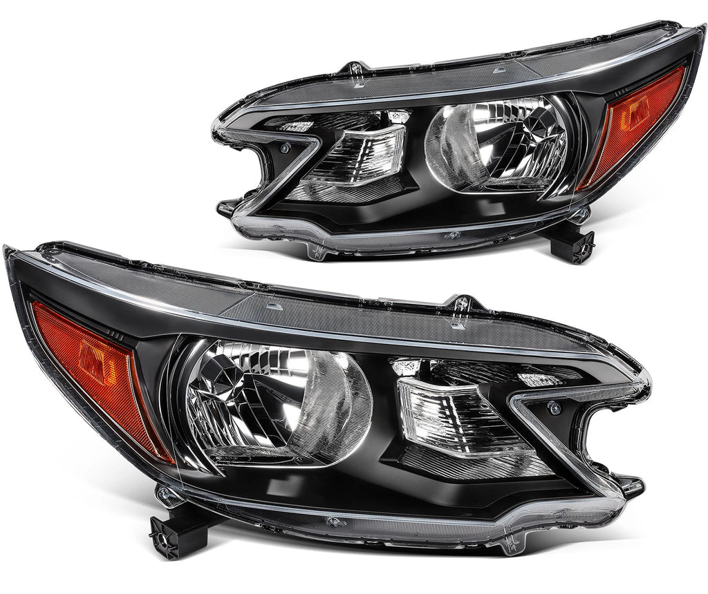 Pair of Black Reflector Headlights for Honda CR-V (2012–2014)