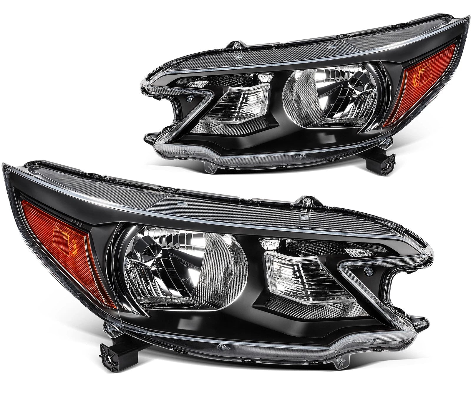 Pair of Black Reflector Headlights for Honda CR-V (2012–2014)