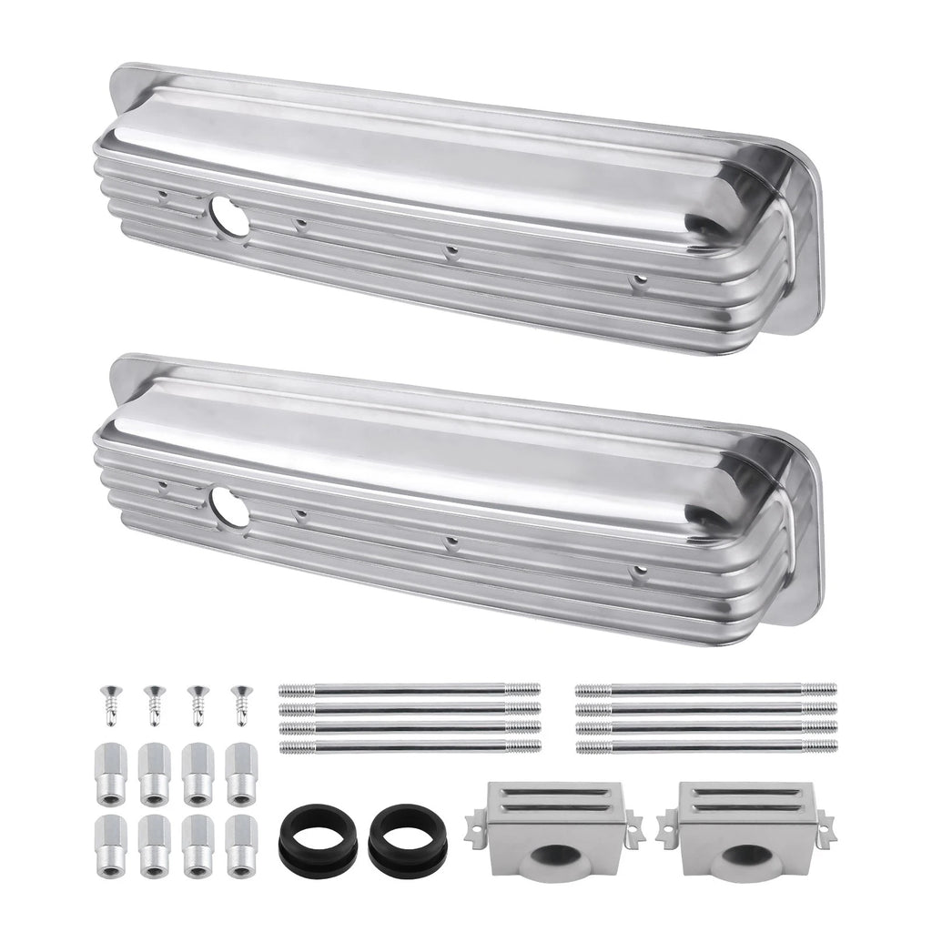 2X Fabricated Aluminum Valve Covers for SBC Small Block Chevy