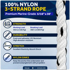 Anchor Rode 5/16" x 50' Rope with 1/4" x 2' Galvanized Chain