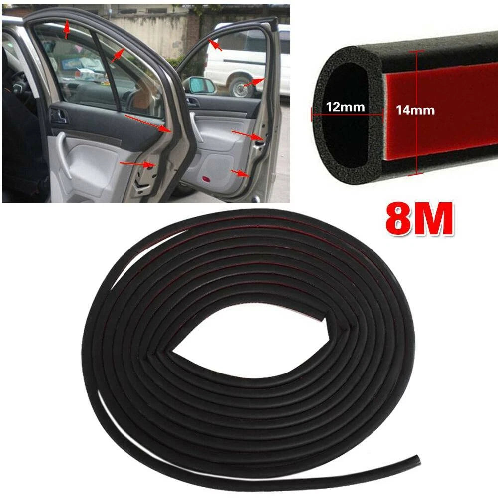 Set of 4 D Shape Rubber Seal Weather Strip Door Edge Moulding Trim