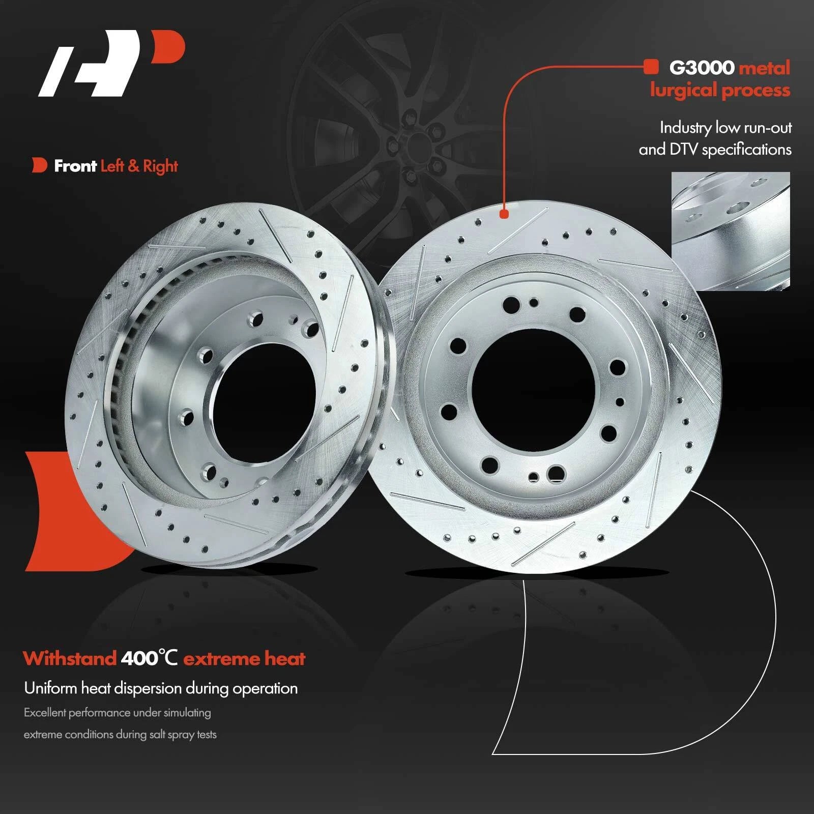 Drilled Brake Rotors & Ceramic Pads for Chevy Silverado 2500 HD (2001–2023)