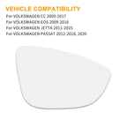 Car Mirror Glass Right Passenger Side RH for Volkswagen CC (2009–2017)