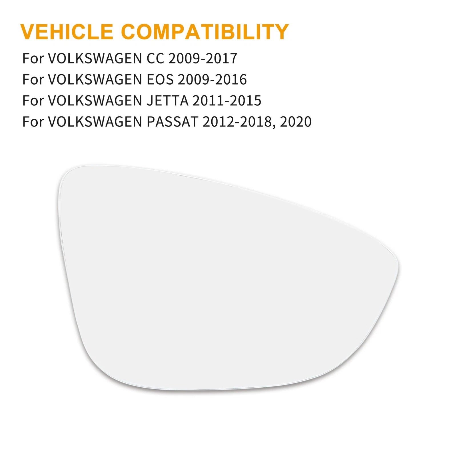Car Mirror Glass Right Passenger Side RH for Volkswagen CC (2009–2017)