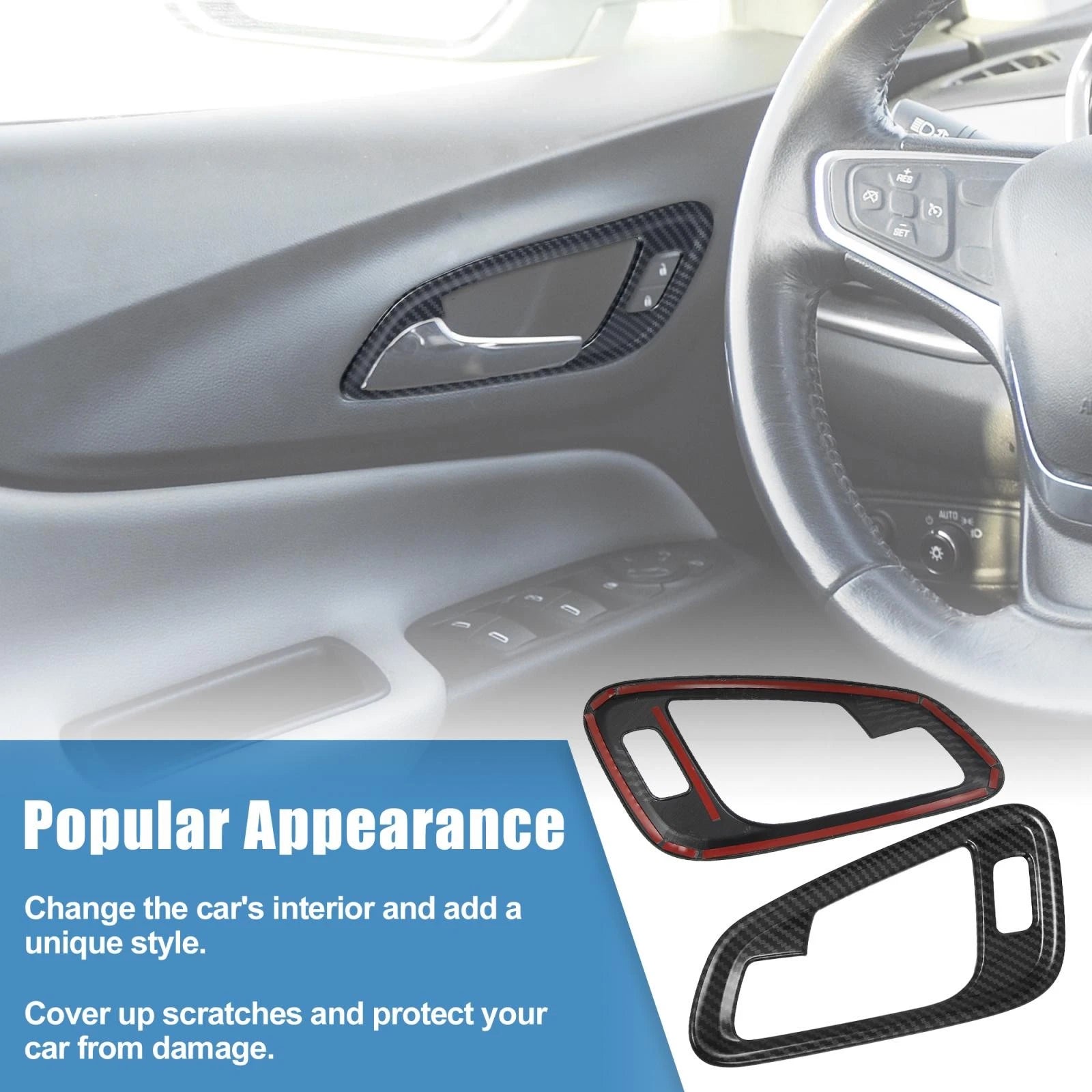 2pcs Black Inner Front Door Handle Patch Cover for Chevrolet Colorado (2015–2022)
