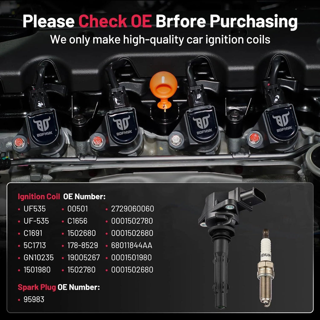 6-Pack Ignition Coils and Spark Plugs for Mercedes-Benz C250 (2012–2015)