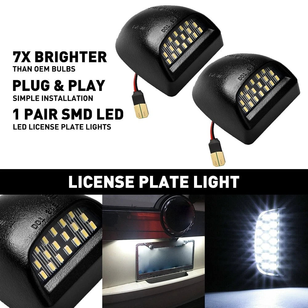 LED License Plate Light Assembly for GMC Sierra, Chevy Silverado 1500 2500 3500 (V)